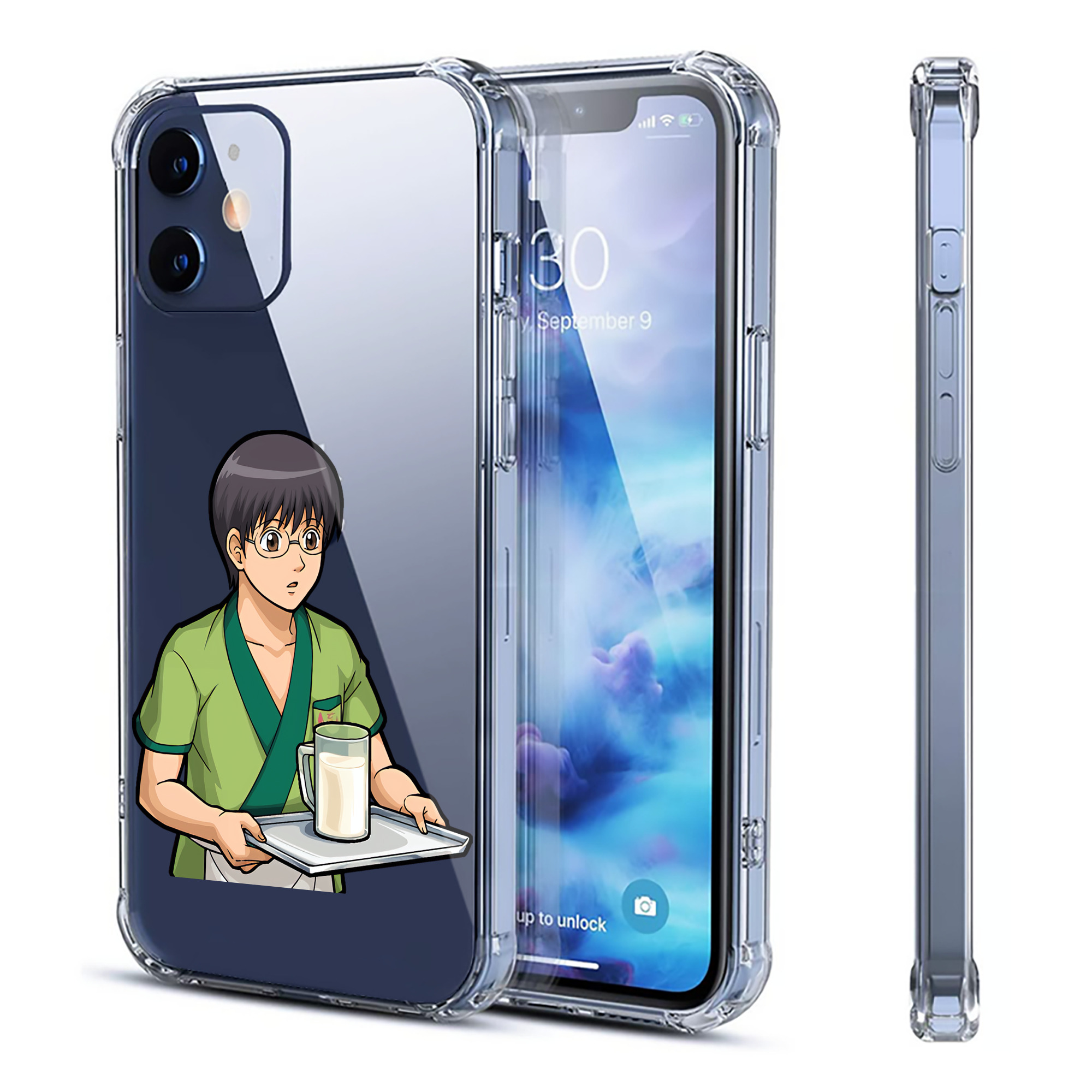 （画像用） ぎんたま 坂田銀時（さかたぎんとき） 神楽 志村新八（しむら しんぱち） GINTAMA Sakata Gintoki Kagura Shimura Shinpachi 【iPhone 12シリーズ対応】透明スマホケース（クリアソフトケース）